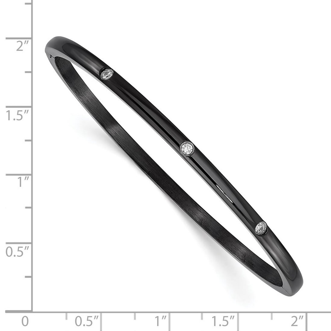 CZ Stainless Steel Polished Black IP-Plated Bangle