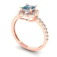 thumbnail image 2 of 0.89 ctw with Simulated Diamond Halo Accents Anniversary Ring for Women | Princess Cut Blue Moissanite | Hyperallergenic Solid 18K Rose Gold, 2 of 5