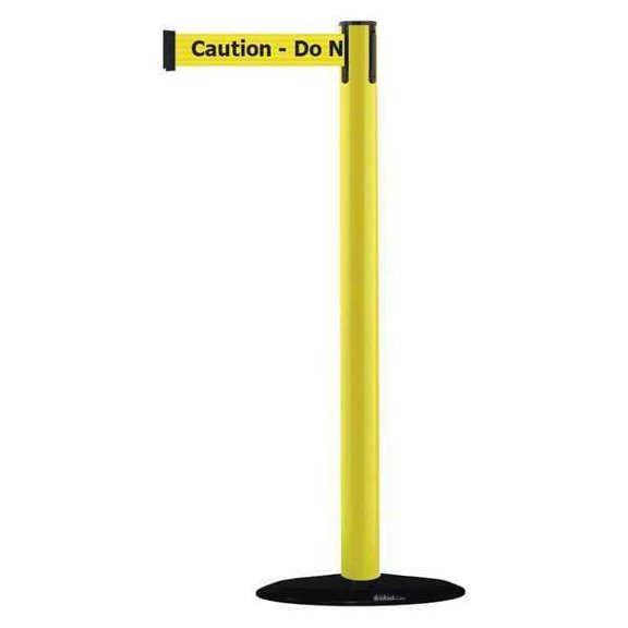 Barrier Post with Belt, 7 1/2 ft Length, 38 in Post Height, Caution Do Not Enter