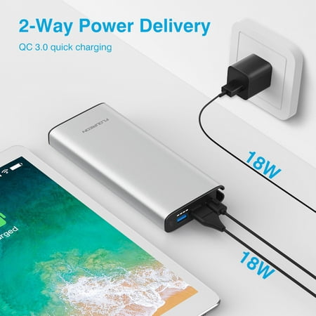 Floureon USB C Portable Charger 20100mAh PD18W  QC3.0 Power Bank With Type-C Input/Output For Nintendo Switch,IPhone XS/XS Max/XR/X/8, Samsung Galaxy S9/Note 9, HUAWEI Mate 20 And (Best Type C Power Bank)