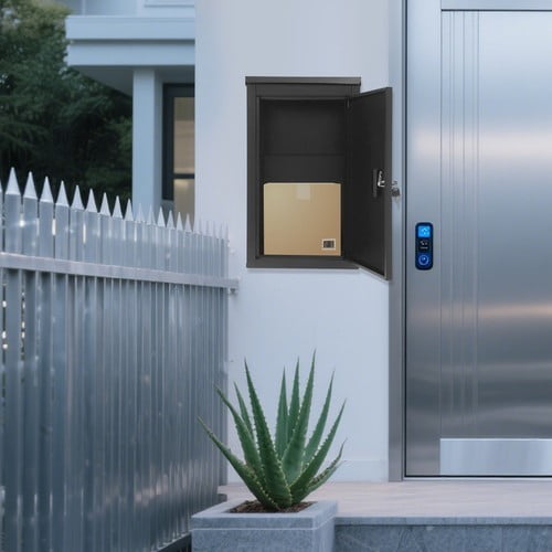 Carbon Steel Parcel Drop Box Wall-Mounted Package Delivery Box Mail Box with Key 38*29*64.5cm for Homes, Restaurants, Offices