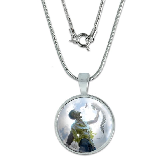 Zombie Undead Scraps Leftovers Dessert 0.75" Pendant with Sterling Silver Plated Chain