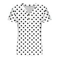 thumbnail image 5 of Jalioing Women's Short Sleeve Summer Tops Print V Neck Button Tunic Shirts Loose Casual Summer Blouses Clothes, 5 of 7