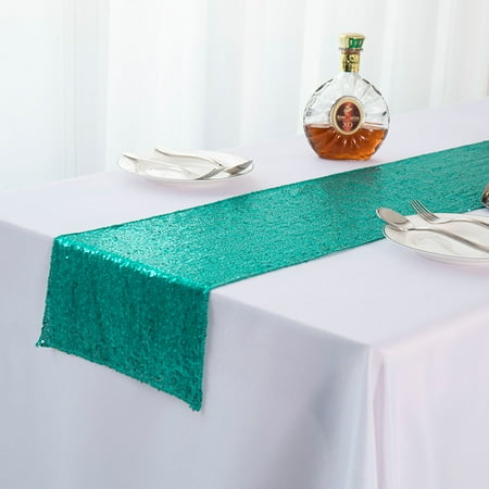 

Livesture Gypsophila Embroidered Sequined Table Runner Peacock blue 30x250cm