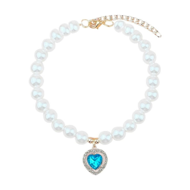 Decoración de collar de perlas para perros ajustables para perros pequeños cachorro de gato de interior L