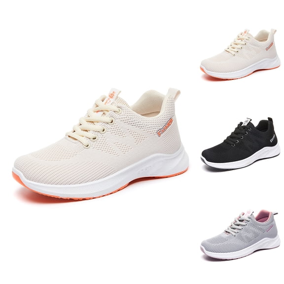 Walking Shoes Women Lace-up Sneakers Arch Support Breathable Tennis Running Shoe for Plantar Fasciitis Bunions