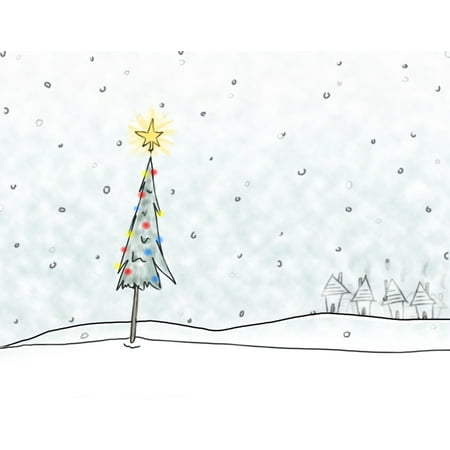 Christmas Tree In Snowfall Canvas Art - Daniel Sicolo  Design Pics (17 x