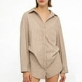 thumbnail image 4 of Purcolt Womens Striped Button Down Shirts Dressy Casual Long Sleeve Collared Blouses Boyfriend Work Office Tops, 4 of 6