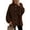 Dark Brown, variant on Women'S Winter Button Down Cardigan Sweaters Mock Neck Lantern Long Sleeve Chunky Knit Jacket Outerwear Khaki L