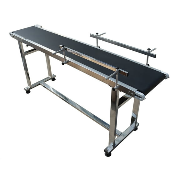 71''x 11.8'' PVC Belt Conveyor Machine with Double Guardrail & Black Belt for Packing Shipping