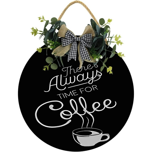 Eveokoki 12" There Is Always Time For Coffee Sign,Coffee Bar Sign Farmhouse Coffee Wooden Sign,Rustic Wood Coffee Table Sign Vintage Coffee Wood Plaque Decor