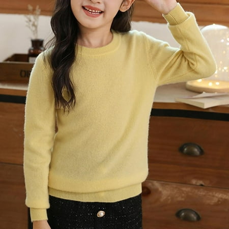 

ATOGUTA Undershirts for Boys Girls Toddler Comfort Soft Thick Basic Crewneck Tee Tops Yellow Size 4T-18
