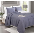 thumbnail image 5 of Chezmoi Collection 3-Piece Light Denim Cotton Yarn Dyed Chambray Bedding Quilt Set King - Reversible Chalk Stripe Pre-Washed Cotton Coverlet Set King Size, 5 of 8