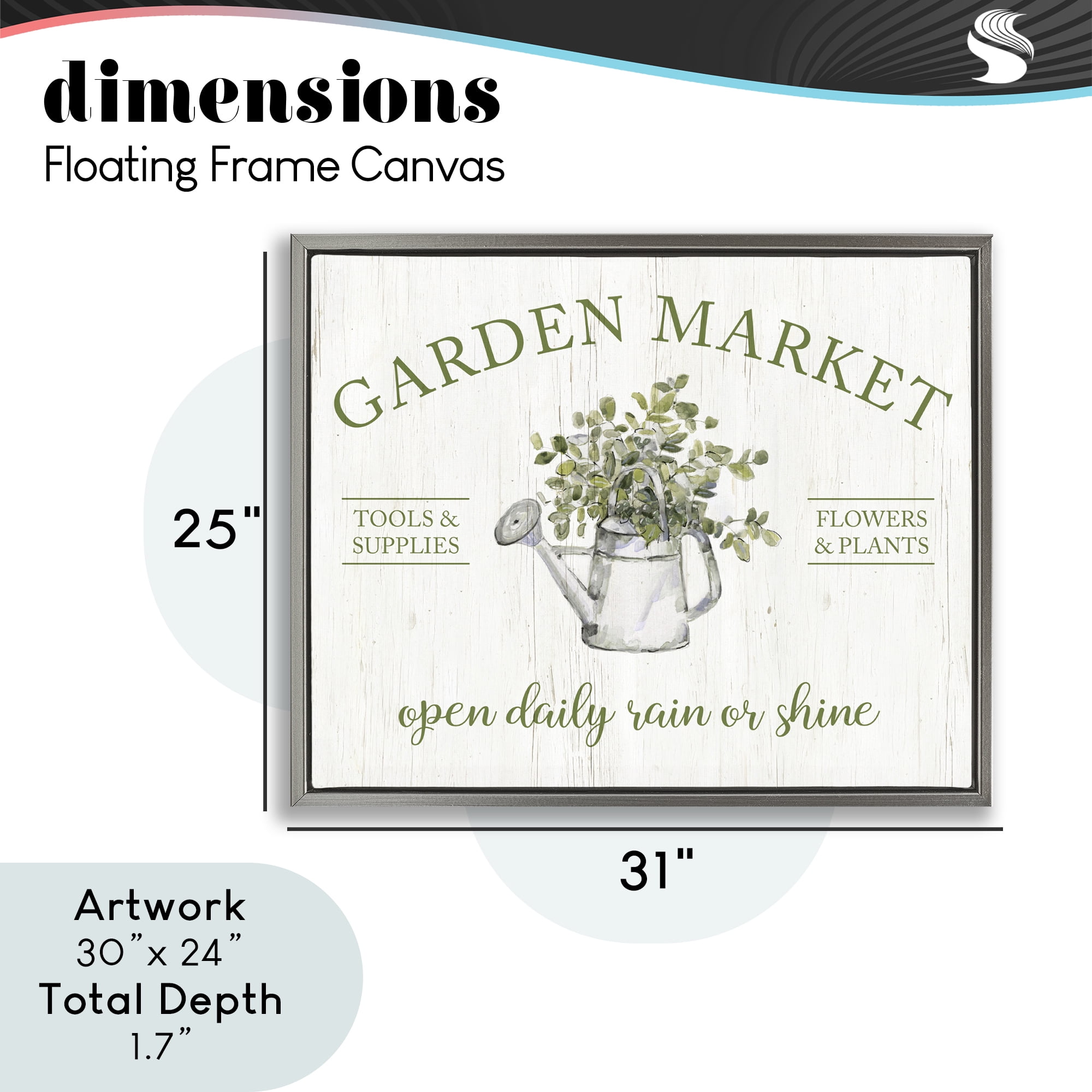 Stupell Industries Open Daily Garden Market Gray Framed Floater Canvas Wall Art, design by Sally Swatland