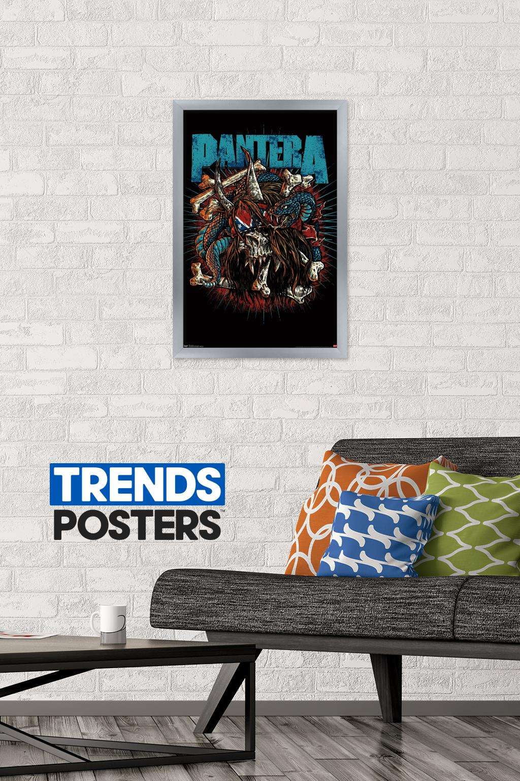 Trends International Pantera - Rocker Skull Wall Poster 14.725" x 22.375" Silver Framed Version