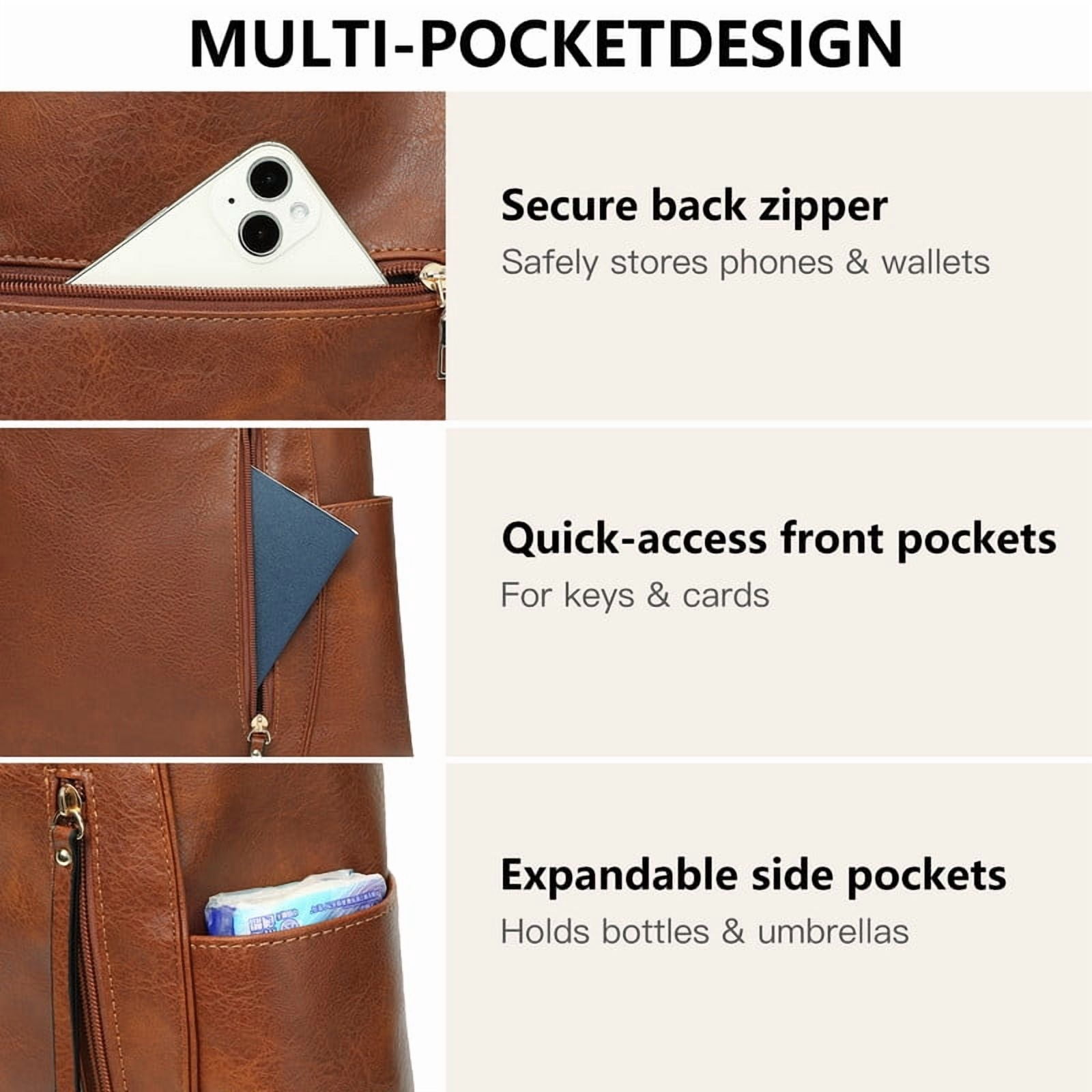 FALAN MULE Women’s Hobo Bag Large Capacity Shoulder Handbag with Multi Zipper Pockets, Soft Leather Crossbody Purse with Adjustable Strap