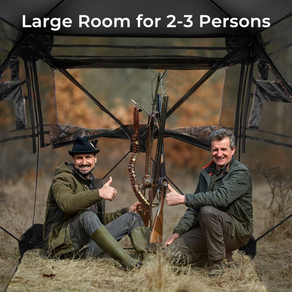 Spaco Hunting Blind 360 Degree One-Way See-Through Ground Blind for 2-3 Person, Camping Tent for Hiking Traveling