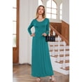 thumbnail image 5 of Women's Long Sleeve Loose Plain Maxi Dresses Casual Long Dresses with Pockets,US Size,Long Sleeve Dark green,L, 5 of 9