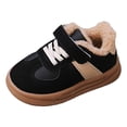 thumbnail image 5 of Toddler Boys Girls Winter Flat Shoes Fuzzy Lined Hook and Loop Walking Shoes Casual Nonslip Splice Suede Sneakers Black 8 Toddler, 5 of 5