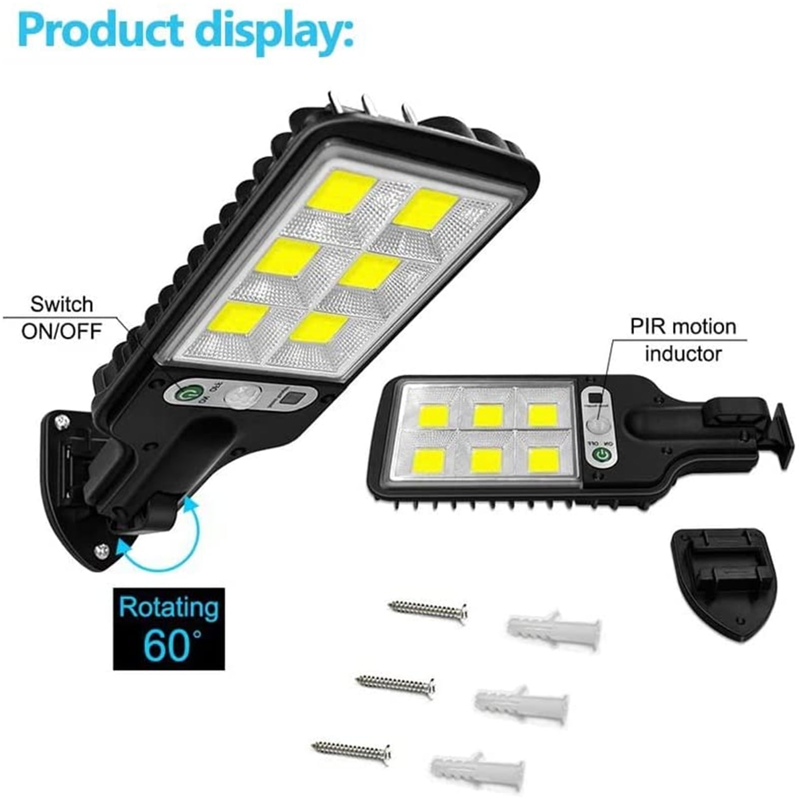 Qoosea 2 Pack Solar Street Lights Outdoor LED Motion Sensor Flood Light, Waterproof Solar Powered Security Lights Dusk to Dawn Wall Lamp for Yard, Garden, Patio, Gate, Path, Street