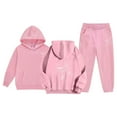 thumbnail image 3 of oqasdz Girls Sweatsuit Stylish Floral Print Long Sleeve Hooded Sweatshirts and Pants Cozy Soft Casual Fashion Streetwear Outfits for Toddler and Kids, 3 of 4