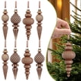 thumbnail image 2 of pdqouc 9 Pcs Neutral Finial Christmas Ornaments Xmas Tree Decor, Vintage Textured Copper Tree Ornaments with Loop, Farmhouse Hanging Baubles, Rustic Decor, for Shatterproof Home Wreath, 2 of 6