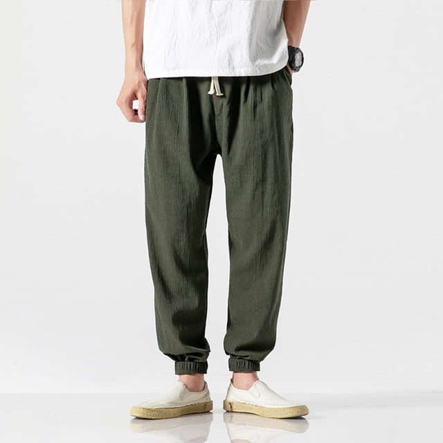 Pantalones largos, pantalones de farol para hombre, pantalones de lino para hombre, pantalones Harlen de moda, leggings para hombre