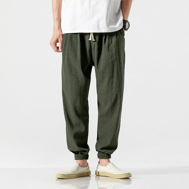 Pantalones largos, pantalones de farol para hombre, pantalones de lino para hombre, pantalones Harlen de moda, leggings para hombre
