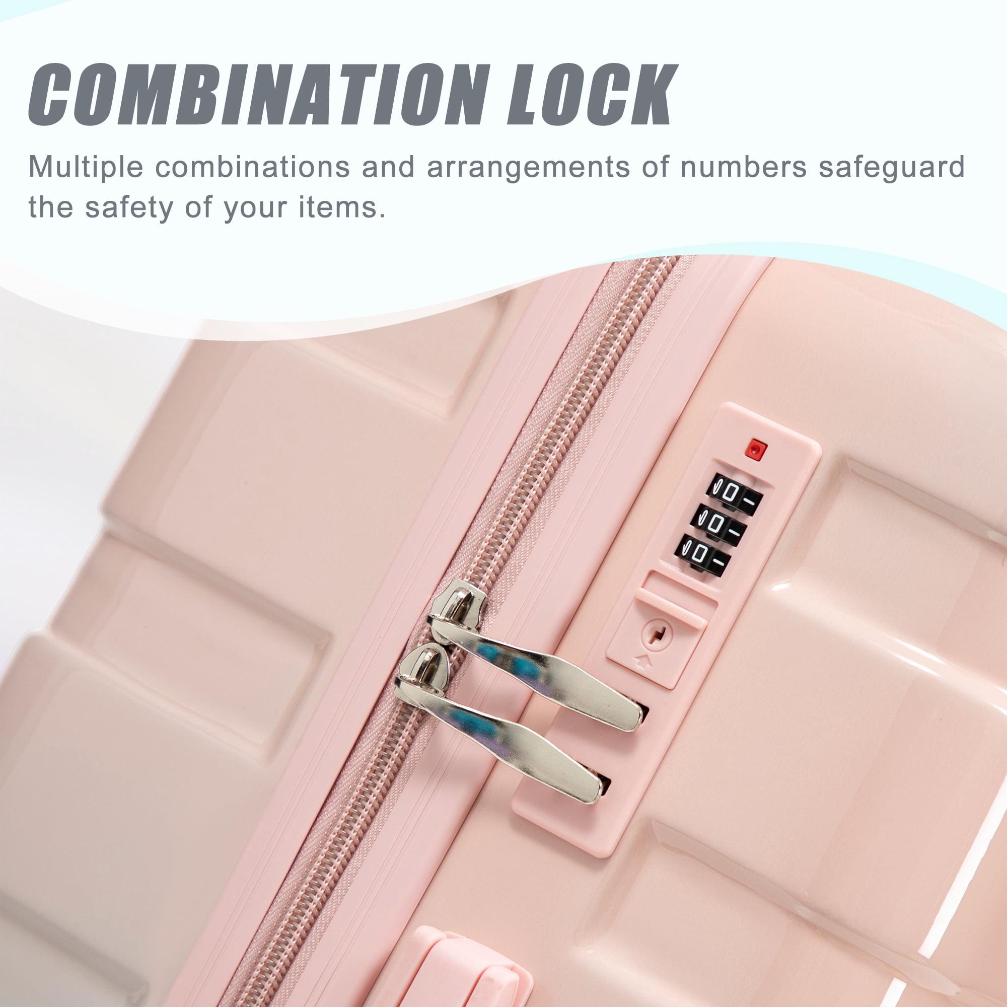 Alvantor 3 Piece Luggage Sets, Hardside Lightweight Suitcase with Gradient Color and Combination Lock, 20/24/28 Inch, Blue+Pink