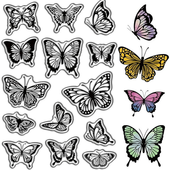 Butterfly Rubber Stamps Vintage Transparent Clear Stamps Butterflies Specimen Silicone Seals Stamp for DIY DIY Scrapbooking Photo Album Decorative Cards Making Stamp Journal Decor