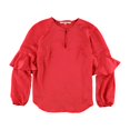 thumbnail image 2 of Rachel Roy Womens Solid Ruffled Blouse, Red, Small, 2 of 2