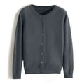 thumbnail image 6 of Wutalume Women's Solid Color Long Sleeve Mid Length Cardigan Top Jacket, Lightweight Open Front Layer, Versatile Cover Up for Indoor and Outdoor,Dark Gray 2XL, 6 of 7