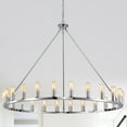 thumbnail image 3 of Warehouse of Tiffany Liam Chrome 48-inch Round Wagon Wheel 24-light Chandelier, 3 of 6