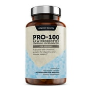 PRO-100 Raw Probiotics, 100 Billion CFU, 60 Veggie Caps, Vitamin Bounty