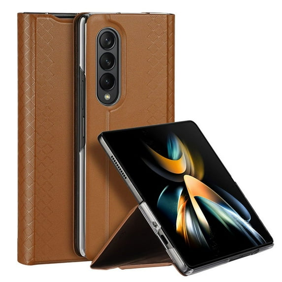 Frusde Compatible with Samsung Galaxy Z Fold 5 Magnetic Wallet Case Leather Flip Shockproof Kickstand Case-Brown