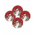 thumbnail image 7 of 15 Inch Round Placemats Set of 4, Red Snowman Christmas Non Slip Heat Insulation PP Table Mats, Xmas Tree Ball Snowflake Elk Washable Place Mats for Kitchen Dining Party Table Decor, 7 of 7