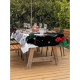 thumbnail image 2 of Outdoor Tablecloth with Umbrella Hole and Zipper, Christmas Snowman Rectangle Table Cloth 52x70 Inch Waterproof Tablecloth, Black Xmas Pine Branch Snowflake Red Birds Picnic Table Cover for Patio, 2 of 7