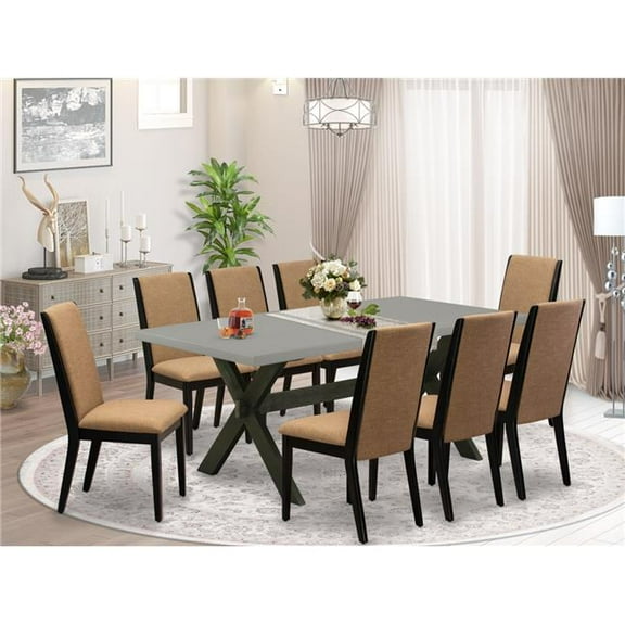 9 Piece X-Style Awesome Dining Room Set - Wire Brushed Black
