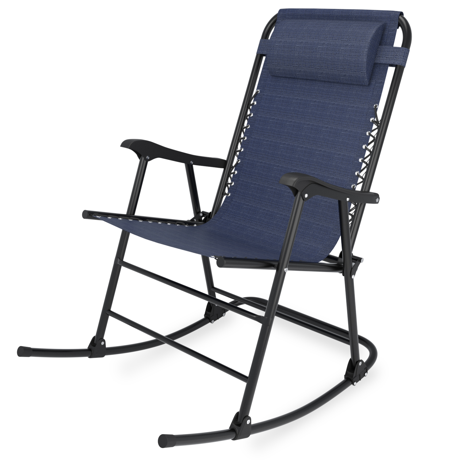 Lacoo Zero Rocking Gravity Chair with Headrest Pillow Folding Recliner  Foldable Lounge Chair for Poolside, Lawn and Patio, Blue