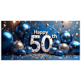 thumbnail image 2 of LUUFILx Happy Birthday 50th Celebration Backdrop Banner with Balloons Star Decorations for Party Supplies Photography Props Background Photo Booth, 2 of 8