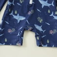 thumbnail image 5 of TOWED22 Toddler Baby Boy Swimsuit Long Sleeve Zipper One Piece Bathing Suit Rash Guard Sun Protection Swimwear with Hat Blue,18-24 M, 5 of 7