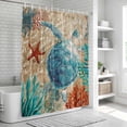 thumbnail image 5 of Shower Curtain Sea Turtle Bathroom Curtains with Hooks, Waterproof Fabric Nautical Anchor Coral Vintage Marine Life Bath Shower Curtains Set for Bathroom Bathtubs Decor 36x72 Inch, 5 of 9