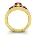 thumbnail image 2 of 2.00 Carat Pear Cut Red Ruby Gemstone & Natural Diamond Sparkle 3-Stone Ring for Women Solid 14K Yellow Gold Size 11.5 by Diamond-Capitals, 2 of 8
