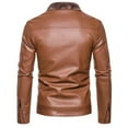 thumbnail image 3 of Maoxin Men's Jacket Men's Lapel Leather Jacket Casual Loose Men's Leather Jacket Solid Color Long Sleeved Hooded Casual Jacket/jacket Khaki 5XL, 3 of 6