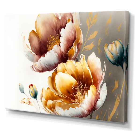 Designart Orange And Red Crocus Flowers Canvas Wall Art