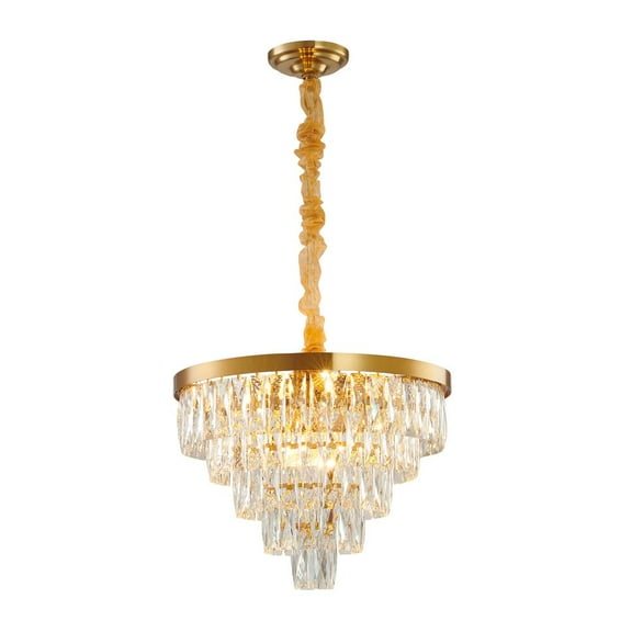 Bethel International Chandelier Gold Metal & Crystal