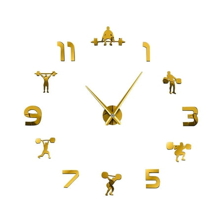 TUTUnaumb 2022 Winter Large Fitness Wall Clock DIY Acrylic Clock Living Room Background Wall Gold
