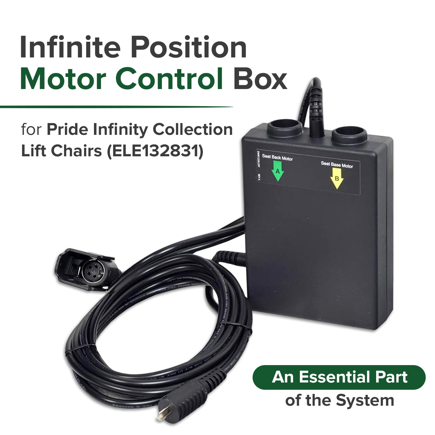 AlveyTech Infinite Position Motor Control Box for Pride Infinity Collection Lift Chairs - (ELE132831) Replacement Parts for Pride Infinity LC-521 & LC-525 and Oasis LC-580 Power Recliner Lift Chair