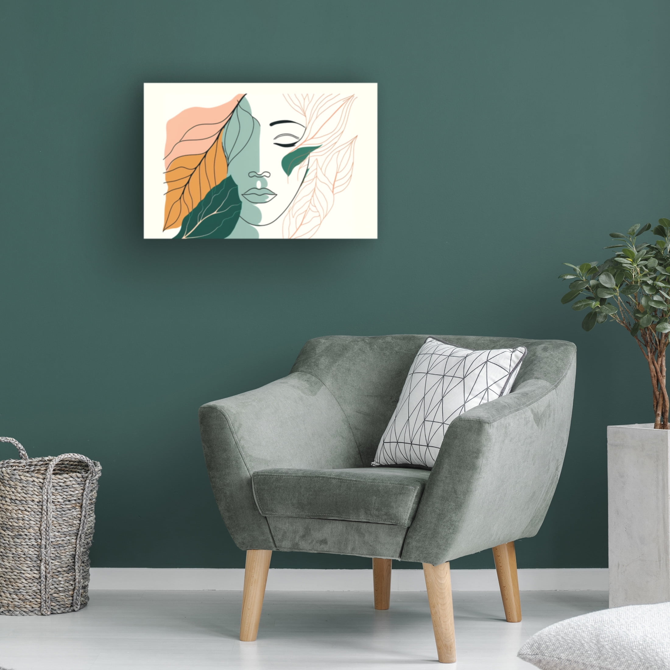 Canvas Wall Art - Ray Heere 'Botanical Minimalism Portraits 3' Wall Art for Living Room, Bedroom, or Office Décor by Trademark Fine Art - 19 x 12 Inches