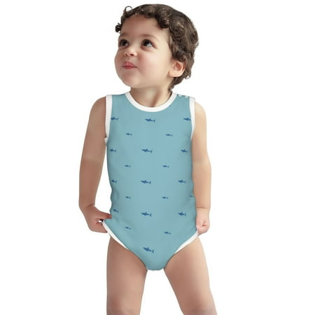 

Vsdgher Party Shark Cute Print Baby Unisex Baby Cotton Sleeveless Bodysuits Soft and velvety comfortable and breathable